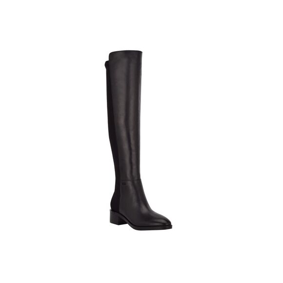 CALVIN KLEIN Shoes - CALVIN KLEIN Womens Black Deedee Toe Block Heel Leather Heeled Boots 5 M